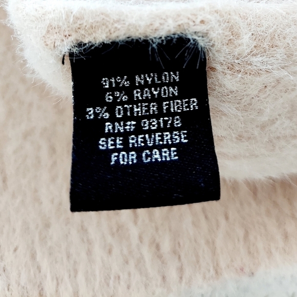 Catherine Malandrino Eyelash Knit Mockneck Sweater Cream Women Medium Fuzzy EUC - Picture 5 of 15